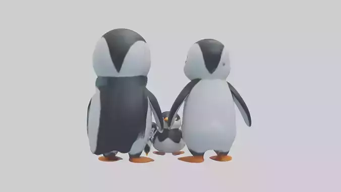 Cartoon Penguin Family model