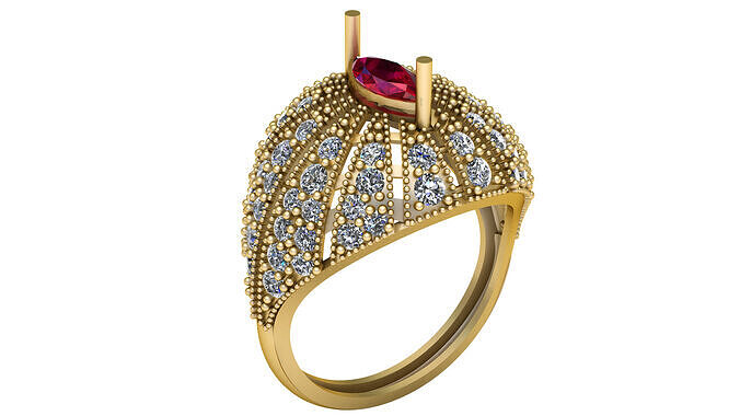 HIP HOP RUBY RING 3D PRINTABLE MODEL 3D print model