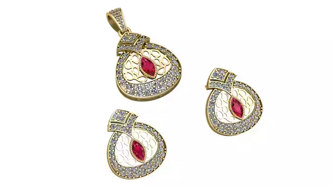 GOLD AND RUBY LOCKET SET 3D PRINTABLE MODEL
