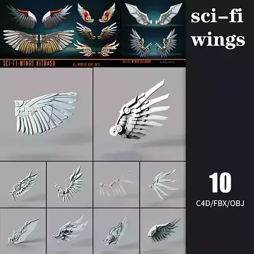 Sci fi mechanical wings  3D model