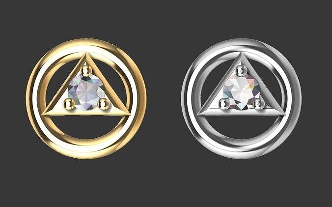 Earrings with stone - Small circle 3D print model