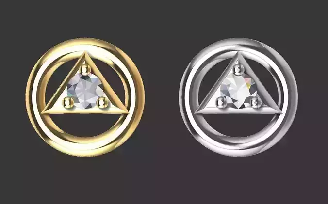 Earrings with stone - Small circle