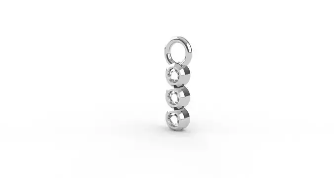 3 Stone Charm for Huggie and Pretty Woman Earrings 1 point 8 mm