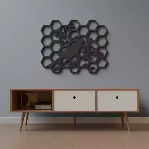 Wall decor hexagon bird 3D print model