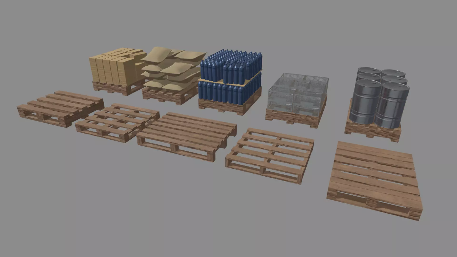 Wooden Pallets Pack Low-poly 3D model_0