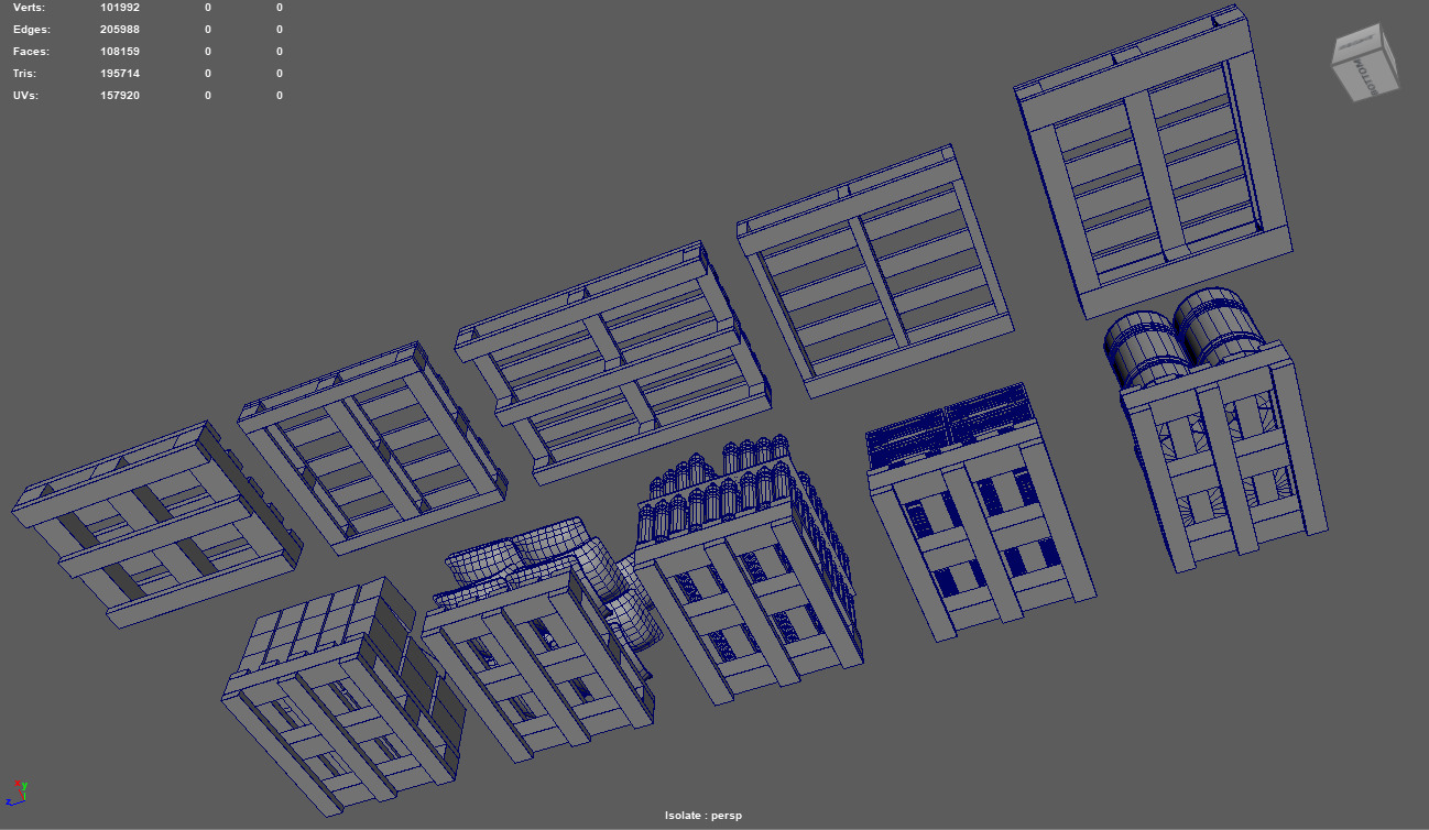 Wooden Pallets Pack Low-poly 3D model_17