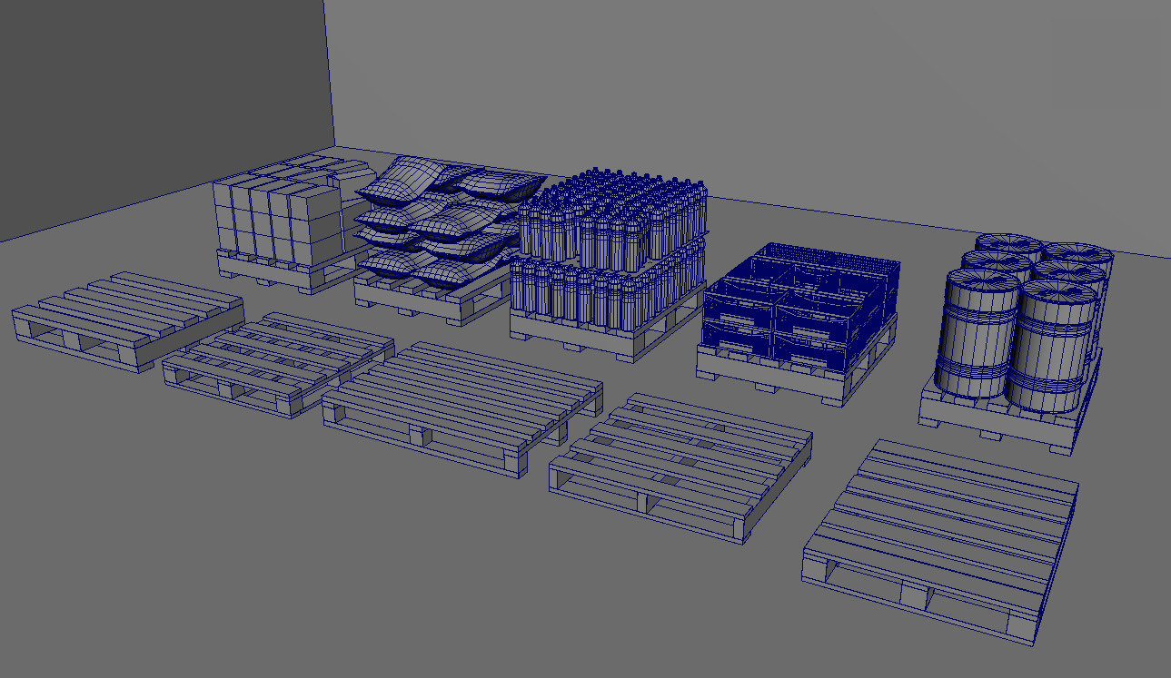 Wooden Pallets Pack Low-poly 3D model_10