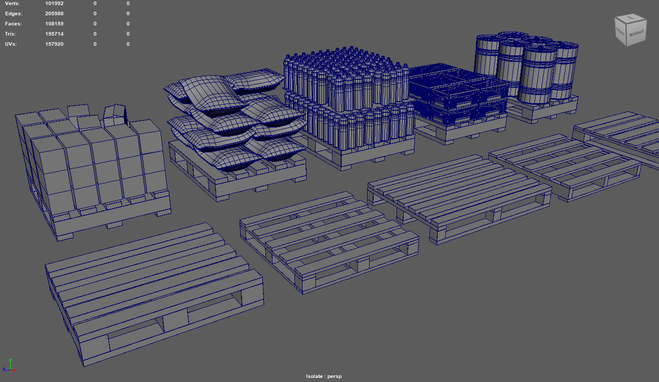 Wooden Pallets Pack Low-poly 3D model_16