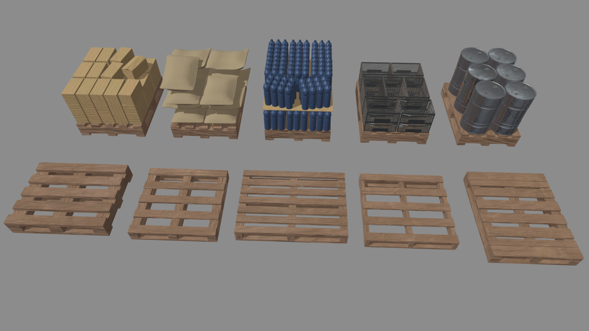Wooden Pallets Pack Low-poly 3D model_1