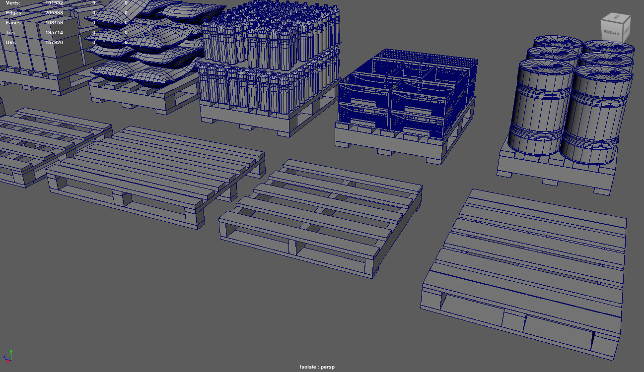 Wooden Pallets Pack Low-poly 3D model_15