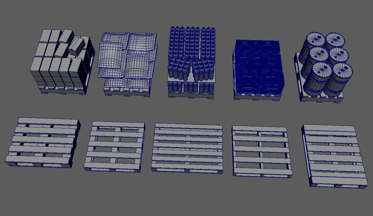 Wooden Pallets Pack Low-poly 3D model_11