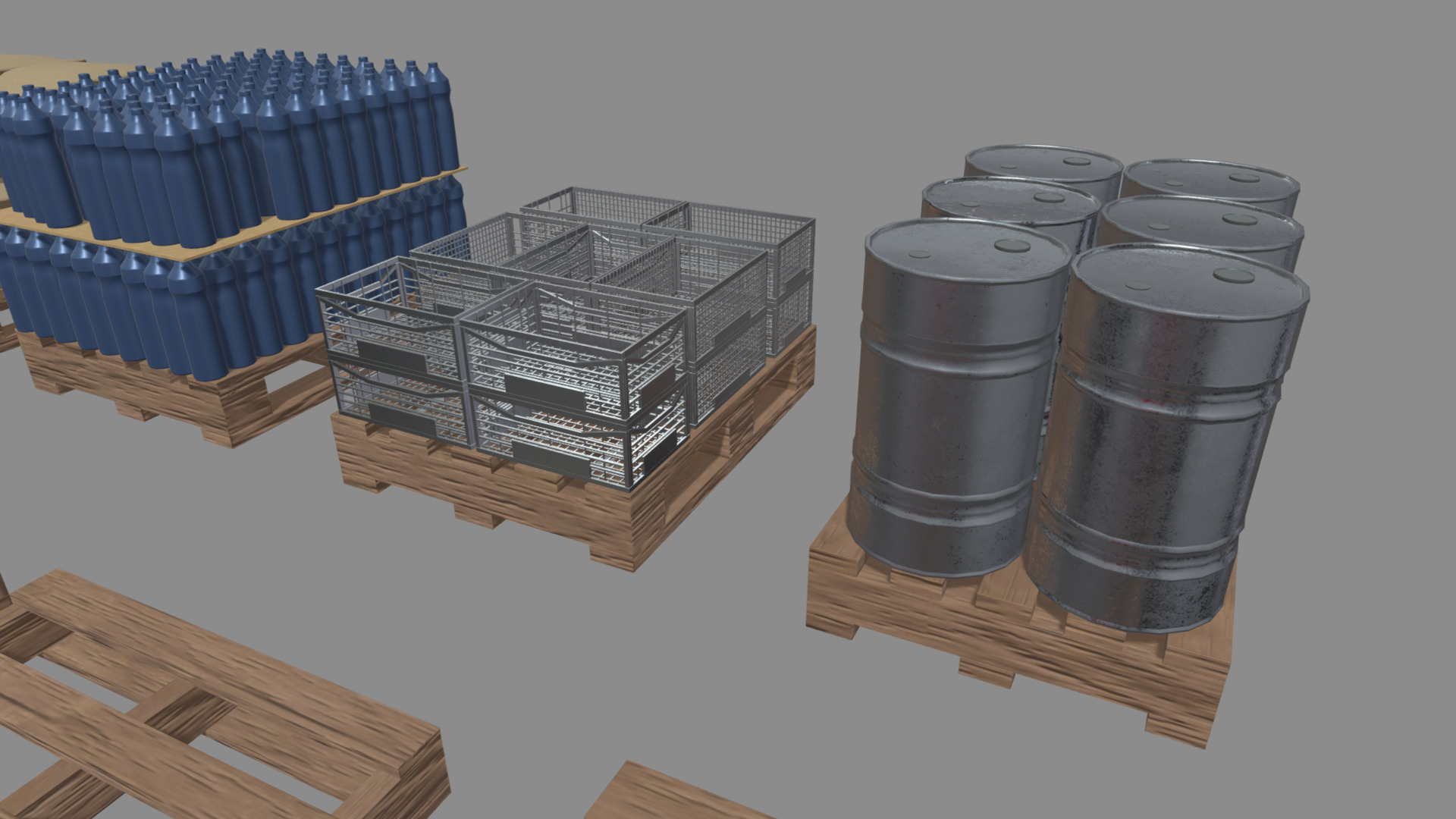 Wooden Pallets Pack Low-poly 3D model_5