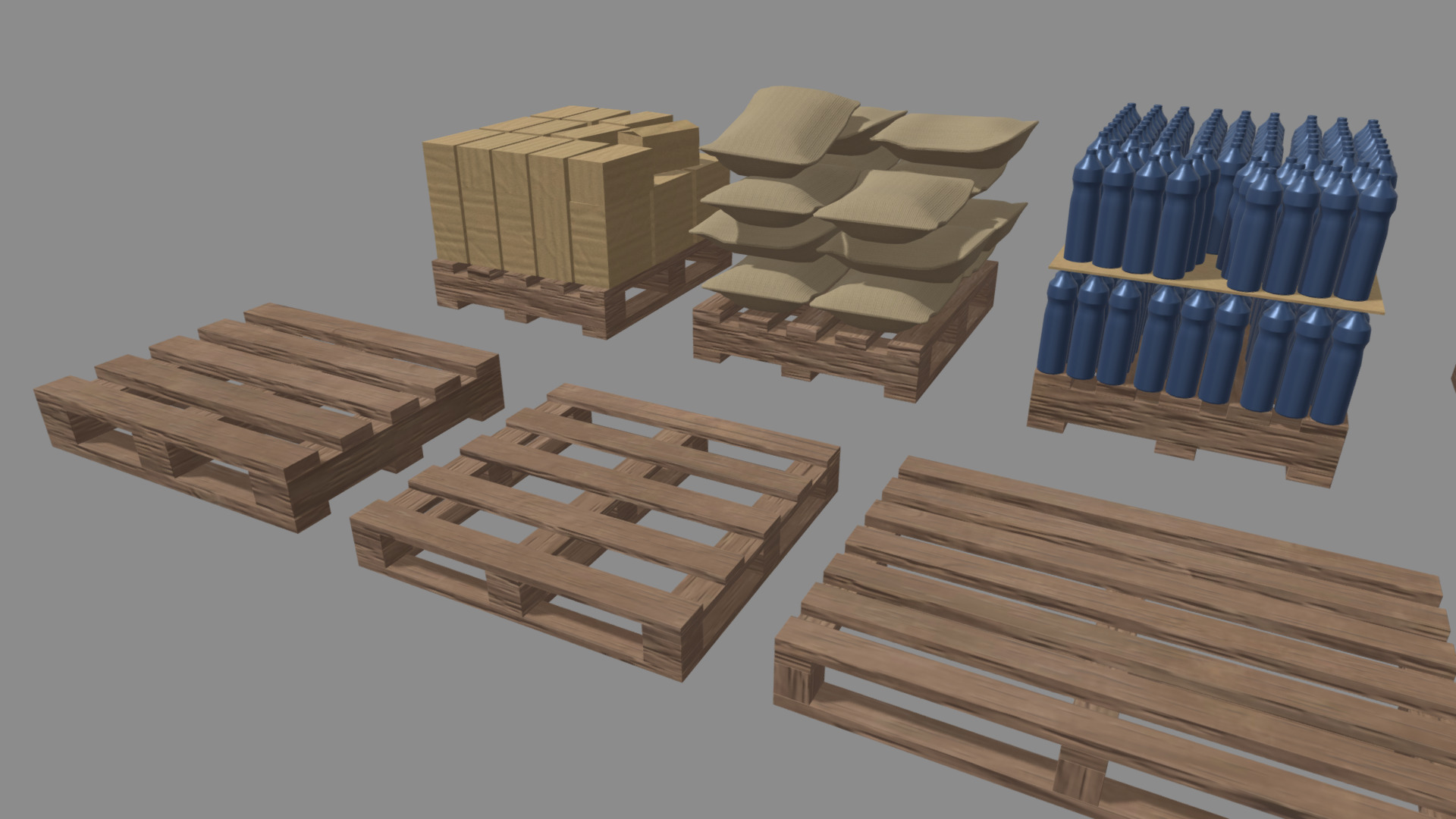 Wooden Pallets Pack Low-poly 3D model_2