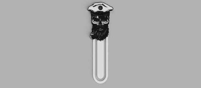 Skull Sailor Cap Pipe Logo Bookmark Free 3D print model