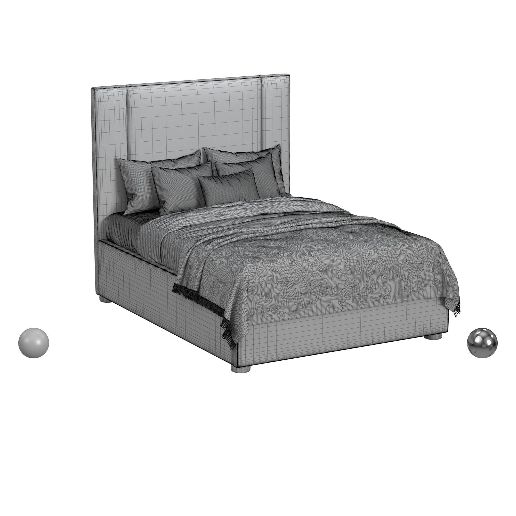 Mina Upholstered Bed 3D model_3