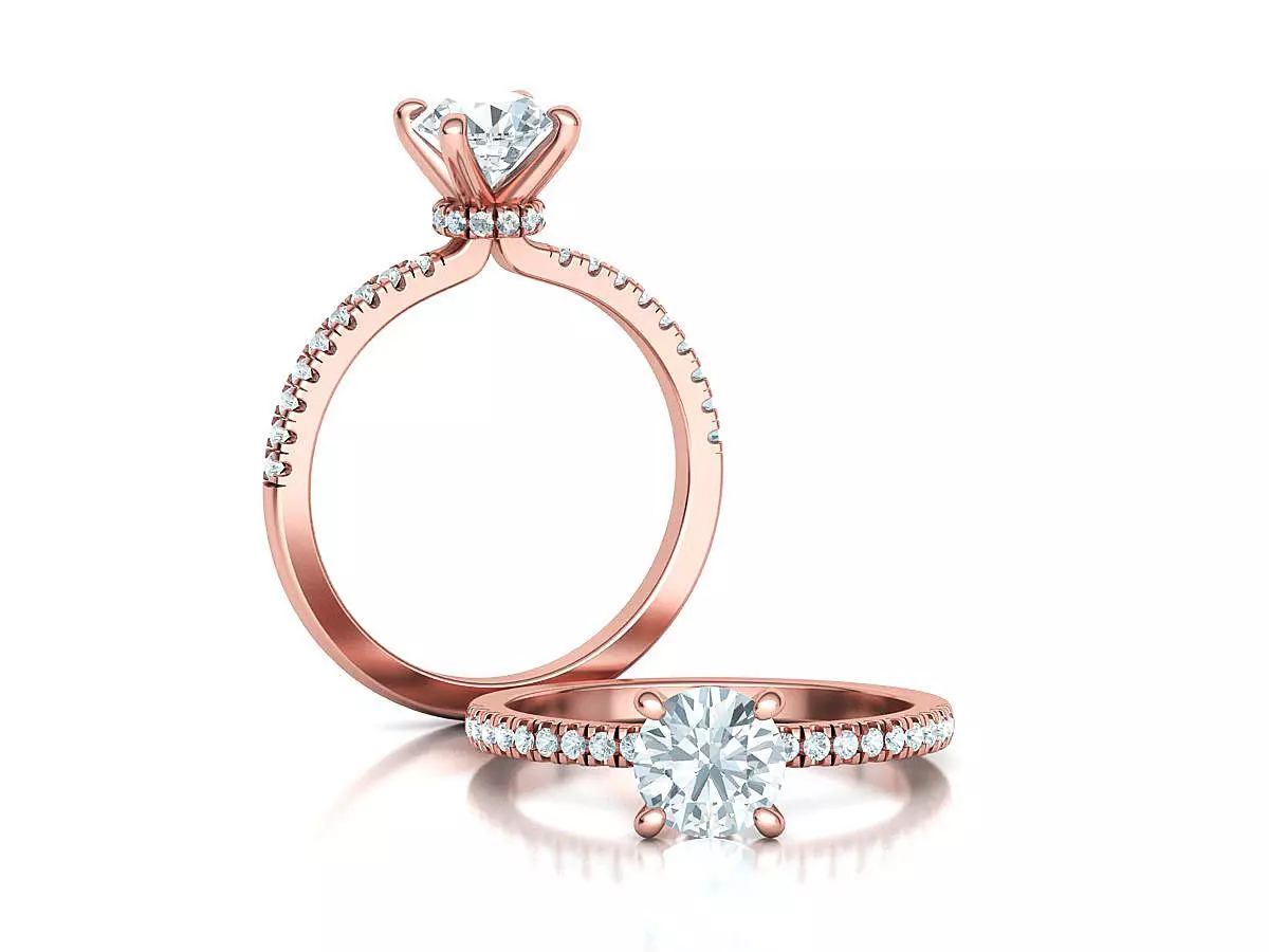1ct Engagement Solitaire Promise Ring Under Halo design 3D print model