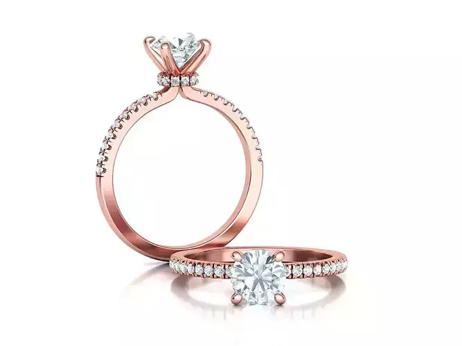 1ct Engagement Solitaire Promise Ring Under Halo design  3D print model