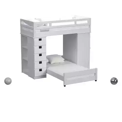 Cali Kids Complete Super Loft Twin Over Twin Bed In White