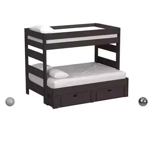 Cali Kids Complete Twin Over Full Bunk With Trundle in Brown 3D model