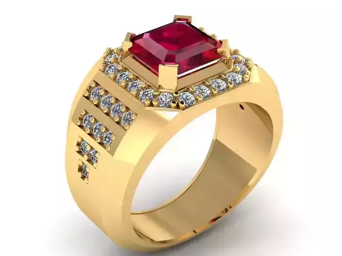 DIAMOND RUBY RING 3D PRINTABLE MODEL