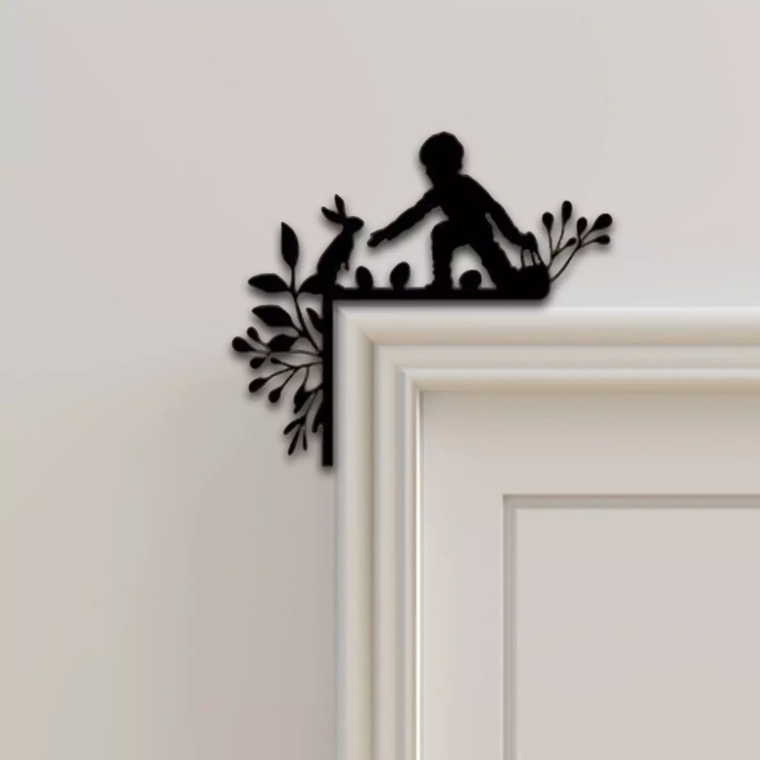 Child And Rabbit Door Corner Decor 3D print model