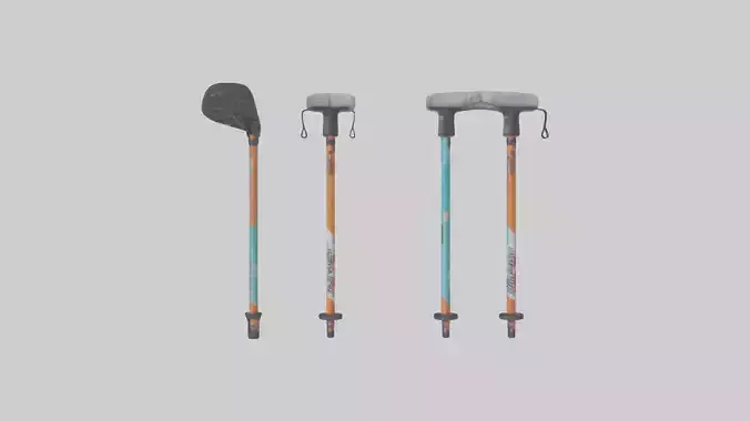 Cartoon Ski Poles model 3D model