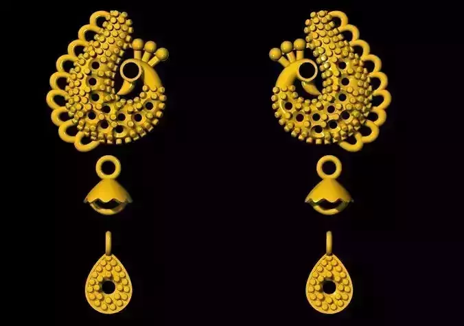 peacock drop earrings 3dm file