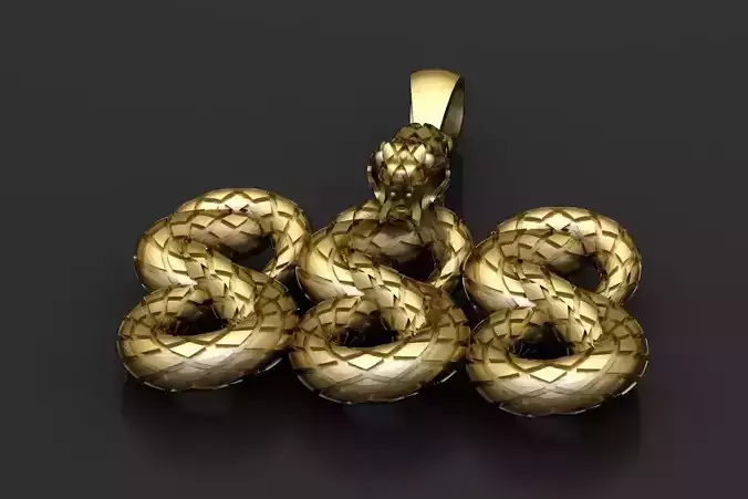 TRIPLE 8 DESIGN SNAKE PENDANT 3D PRINTABLE MODEL