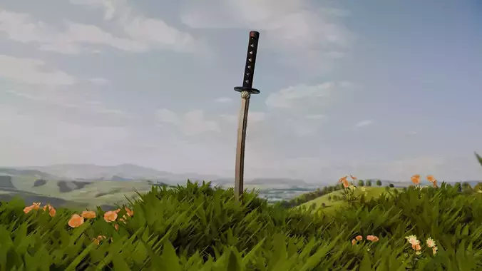 Rusted Katana - Low Poly PBR Game Ready