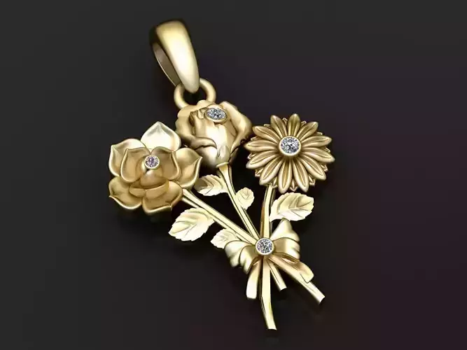 GOLDEN FLOWERS PENDANT 3D PRINTABLE MODEL