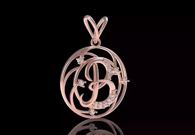 Alphabet B Diamond Pendant
