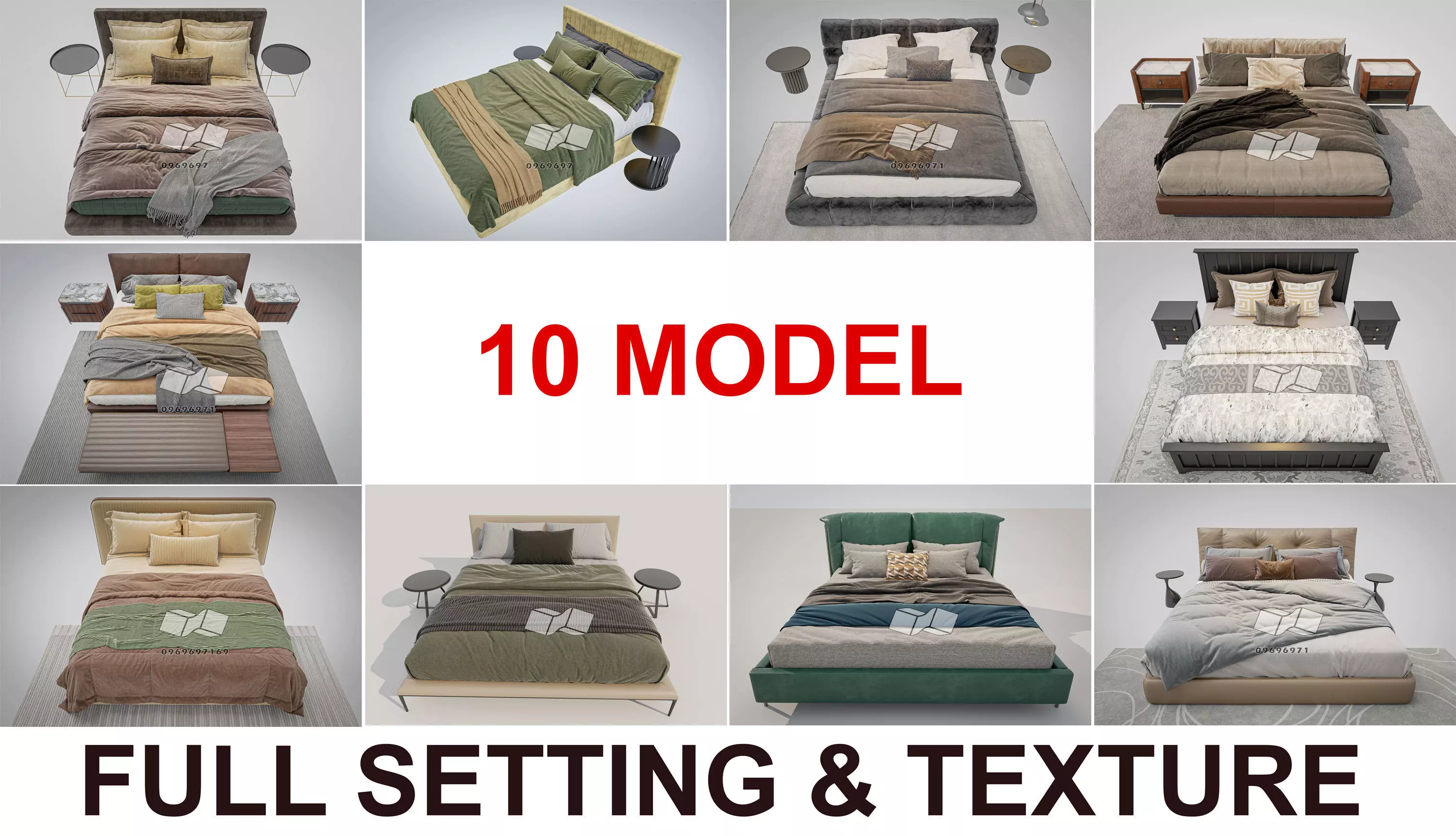 10 MODEL 11-20 BED FULL SETTINGVRAY SKETCHUP AND 3DS MAX 3D model