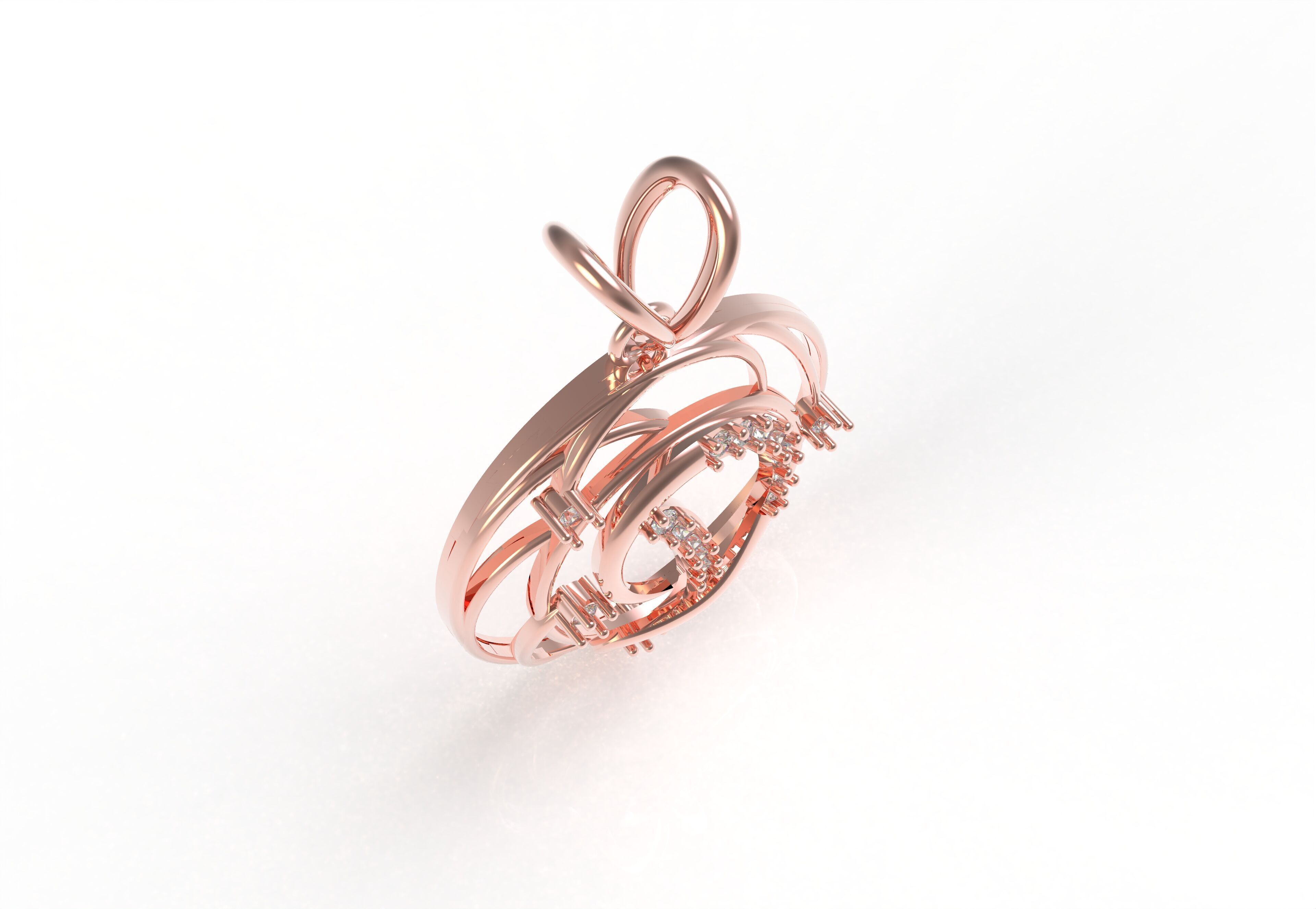 Alphabet D Diamond Pendant 3D print model_17