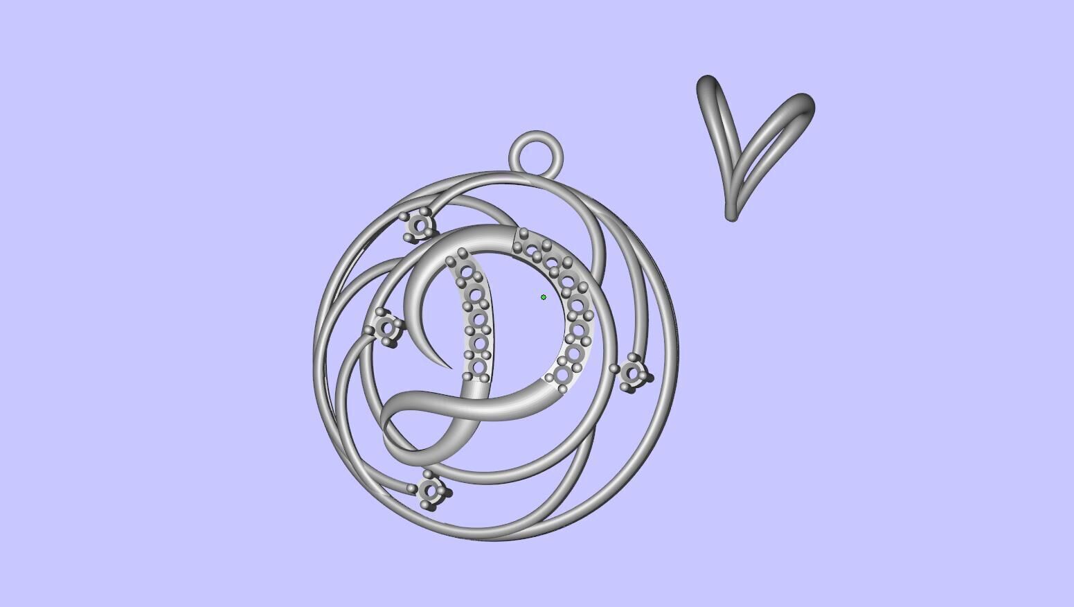 Alphabet D Diamond Pendant 3D print model_26