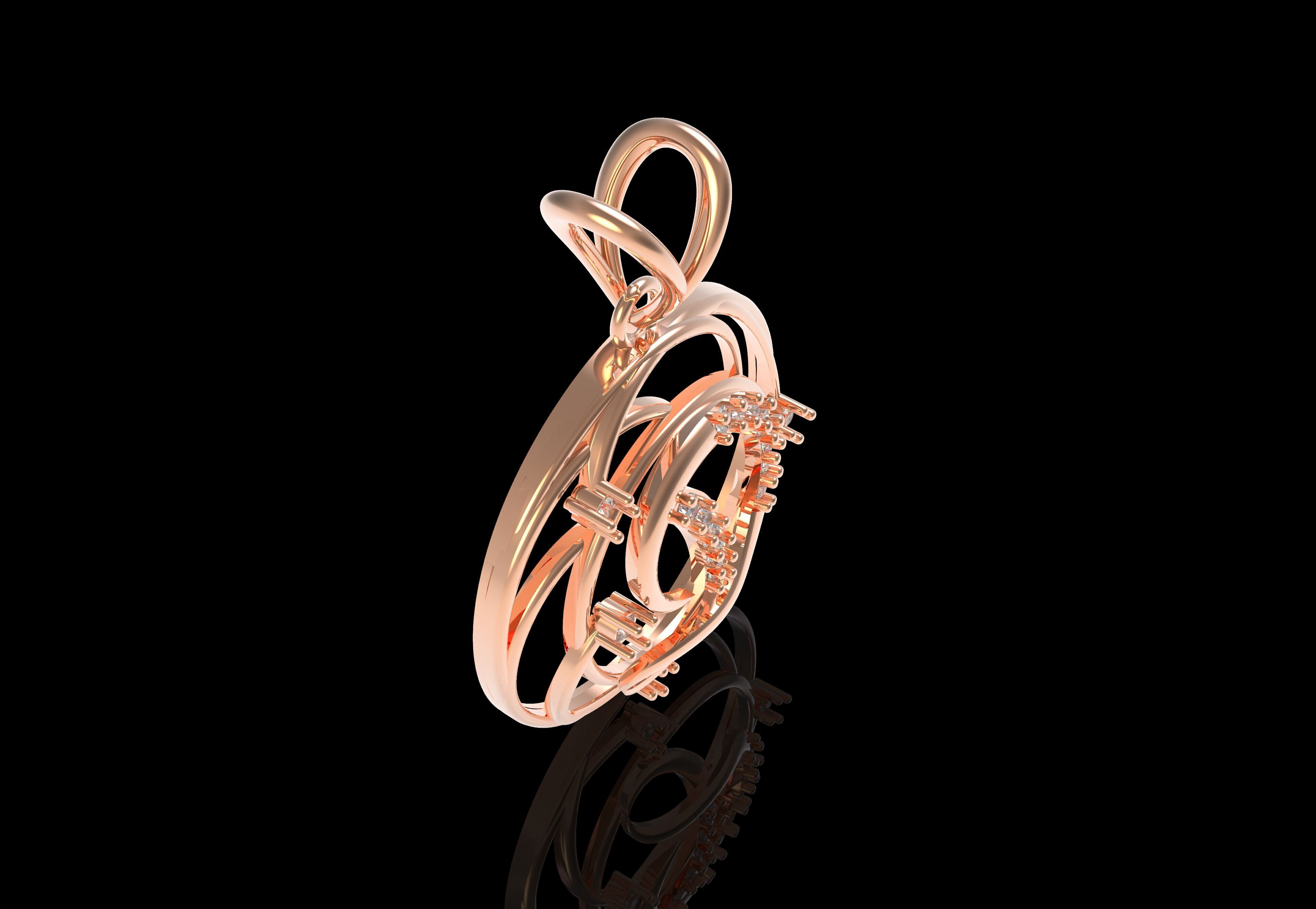 Alphabet D Diamond Pendant 3D print model_25