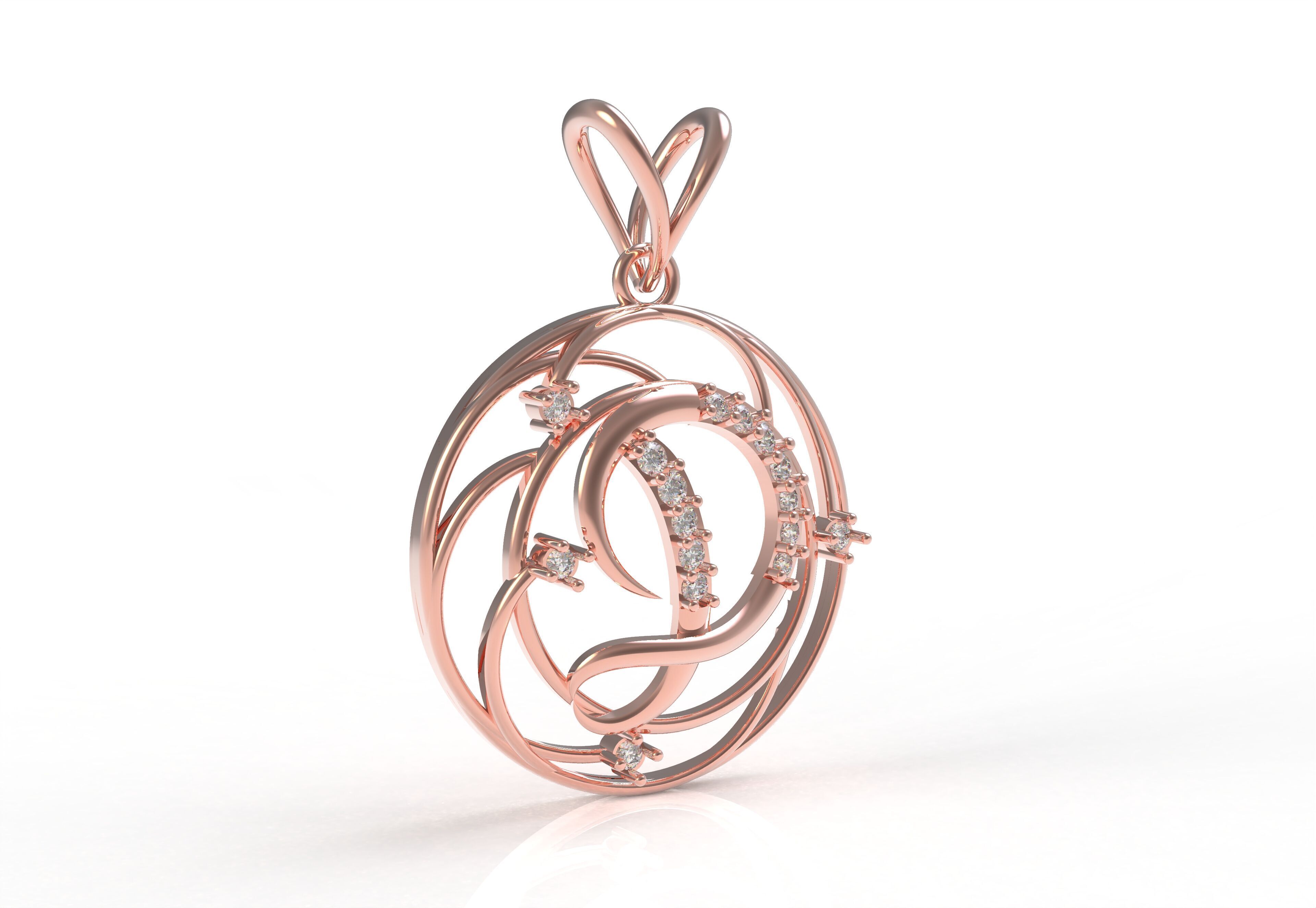 Alphabet D Diamond Pendant 3D print model_12