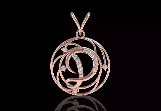 Alphabet D Diamond Pendant