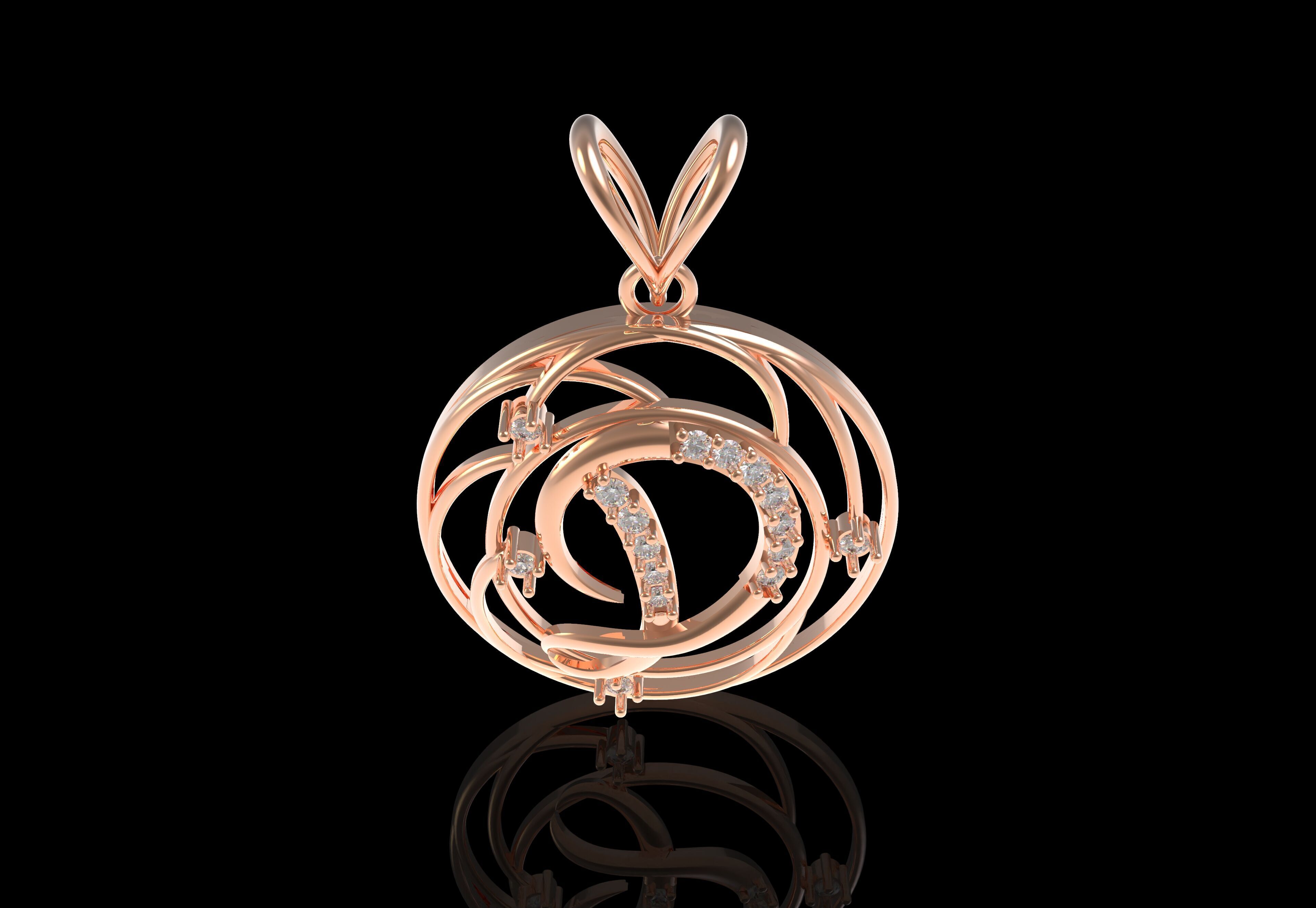 Alphabet D Diamond Pendant 3D print model_23
