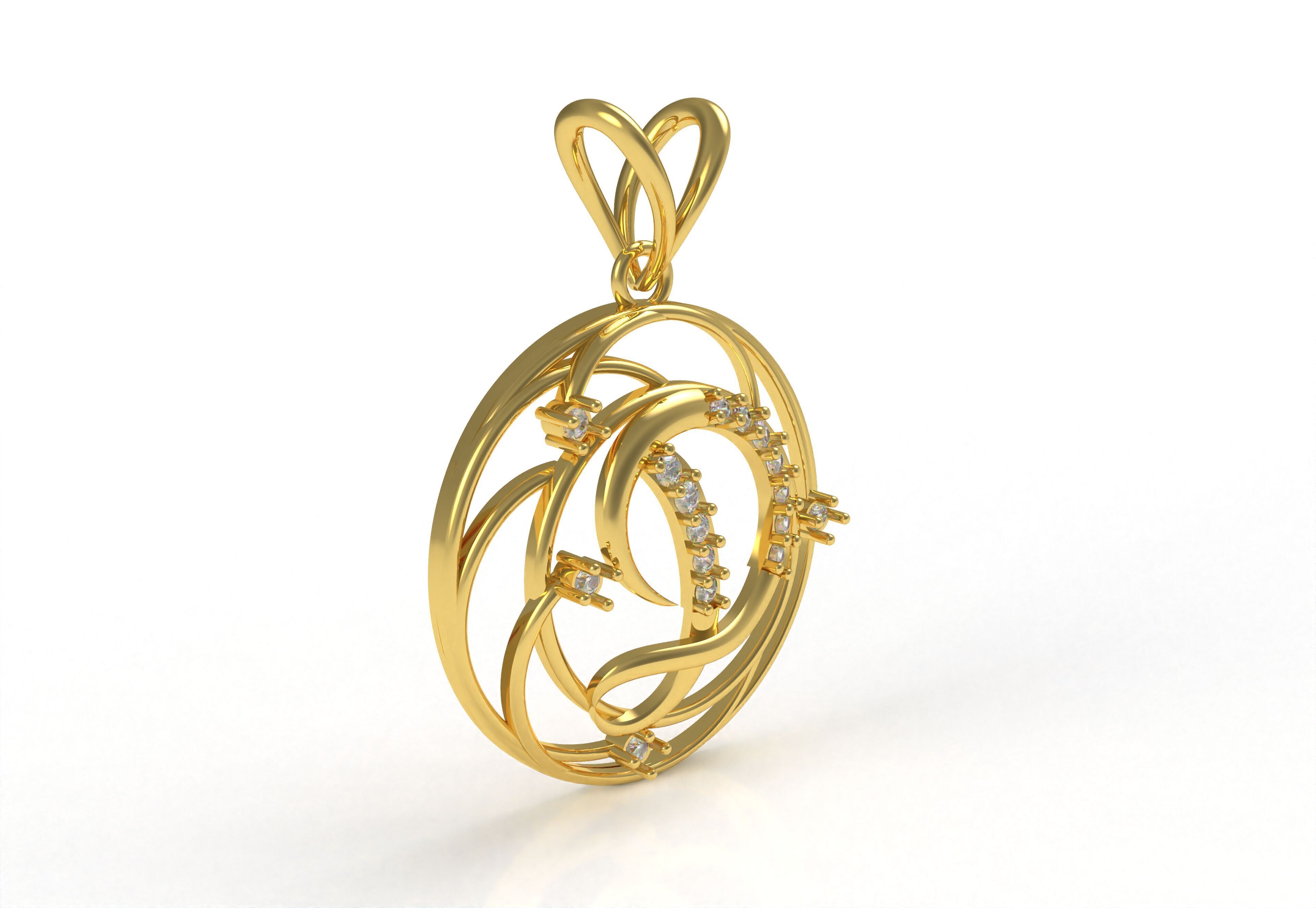 Alphabet D Diamond Pendant 3D print model_22