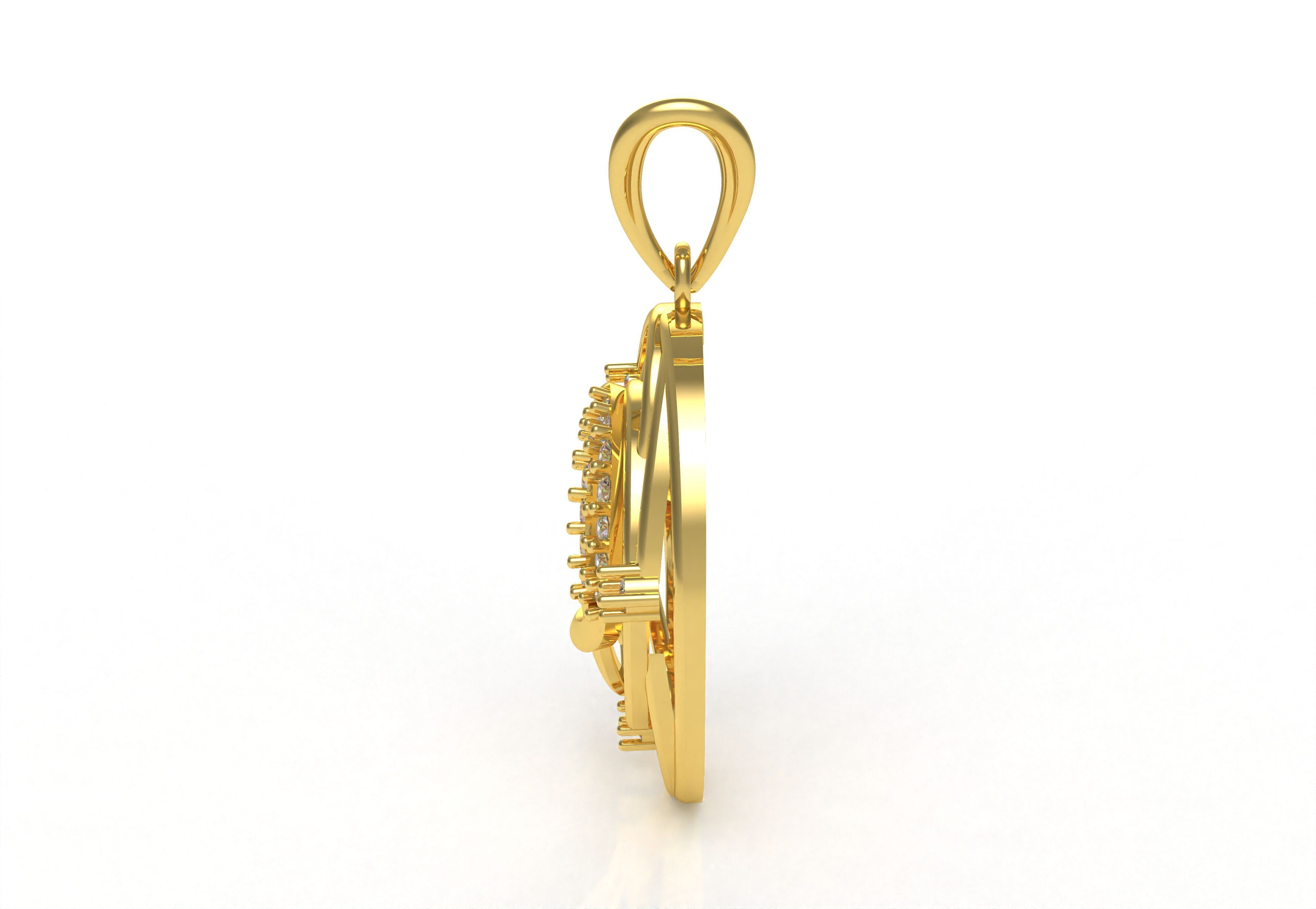 Alphabet D Diamond Pendant 3D print model_28