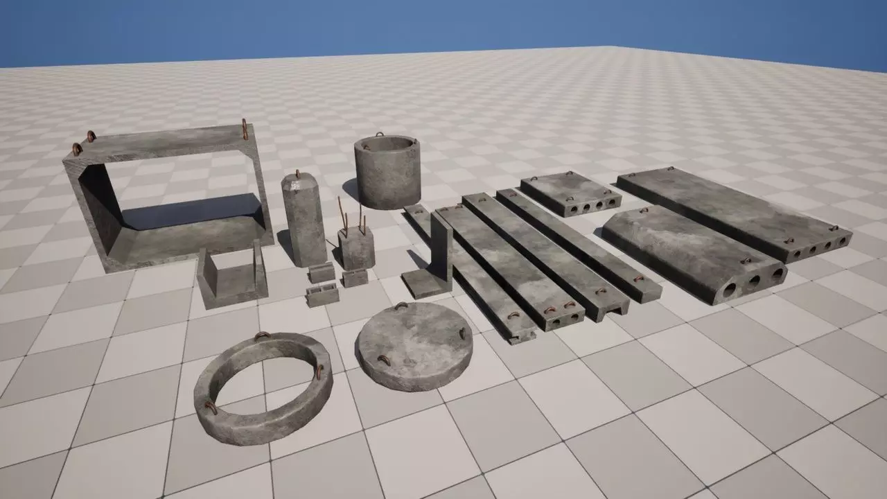 Concrete Blocks Low-poly 3D model