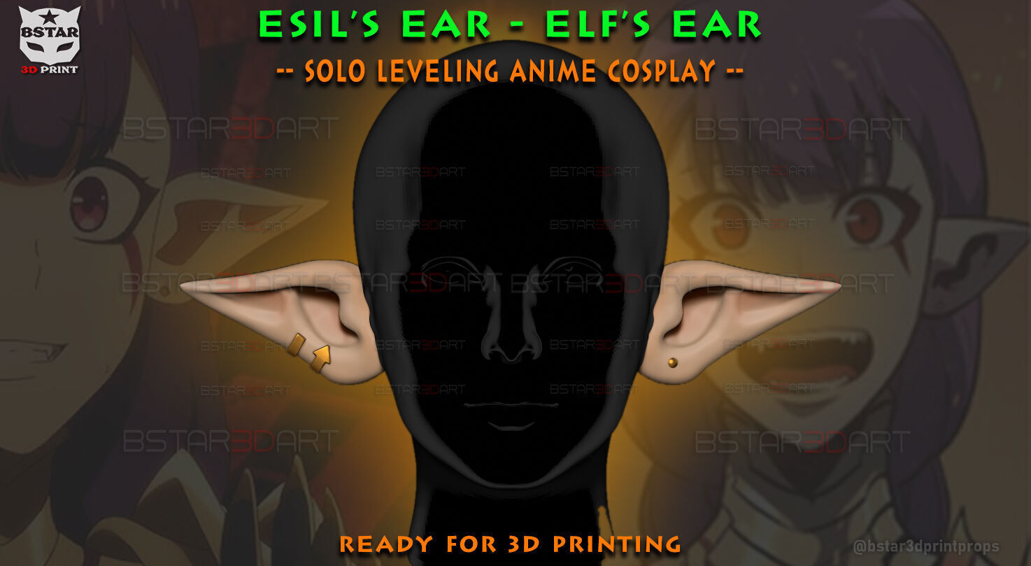 Elf Ear Wearable - Esil Ear Cosplay - Solo Leveling Anime 3D print model_10