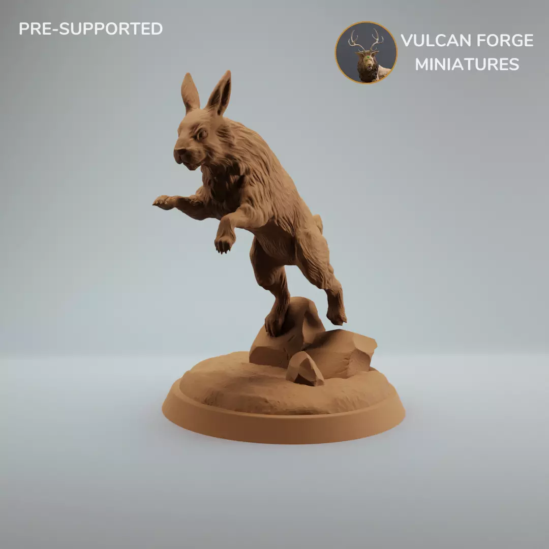 Rabbit Hare jumping cute animal pre supported 3D print model_0