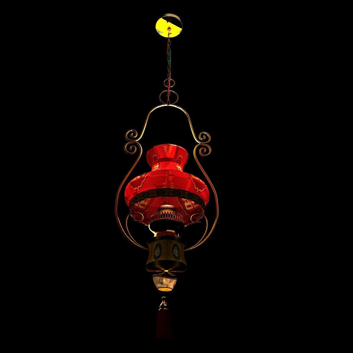 Chinese red lantern Low-poly 3D model_10