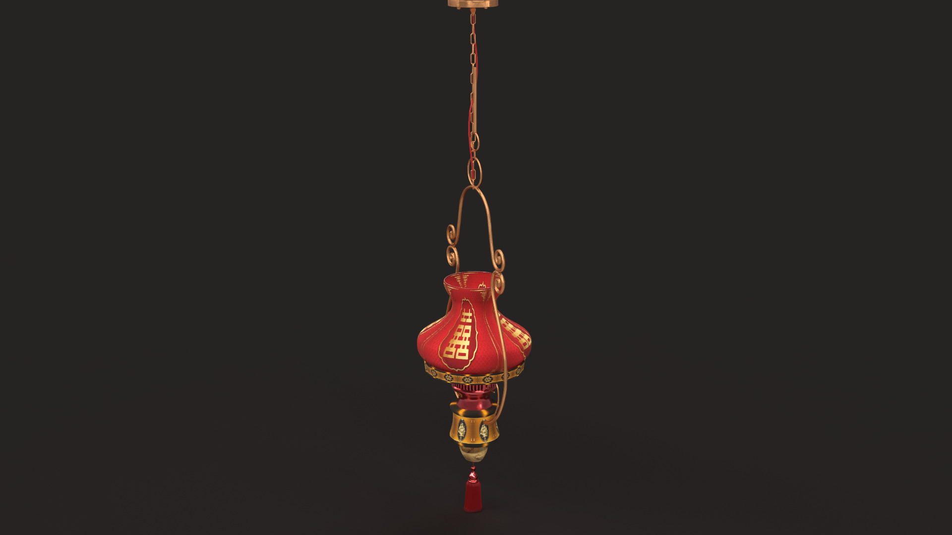 Chinese red lantern Low-poly 3D model_11