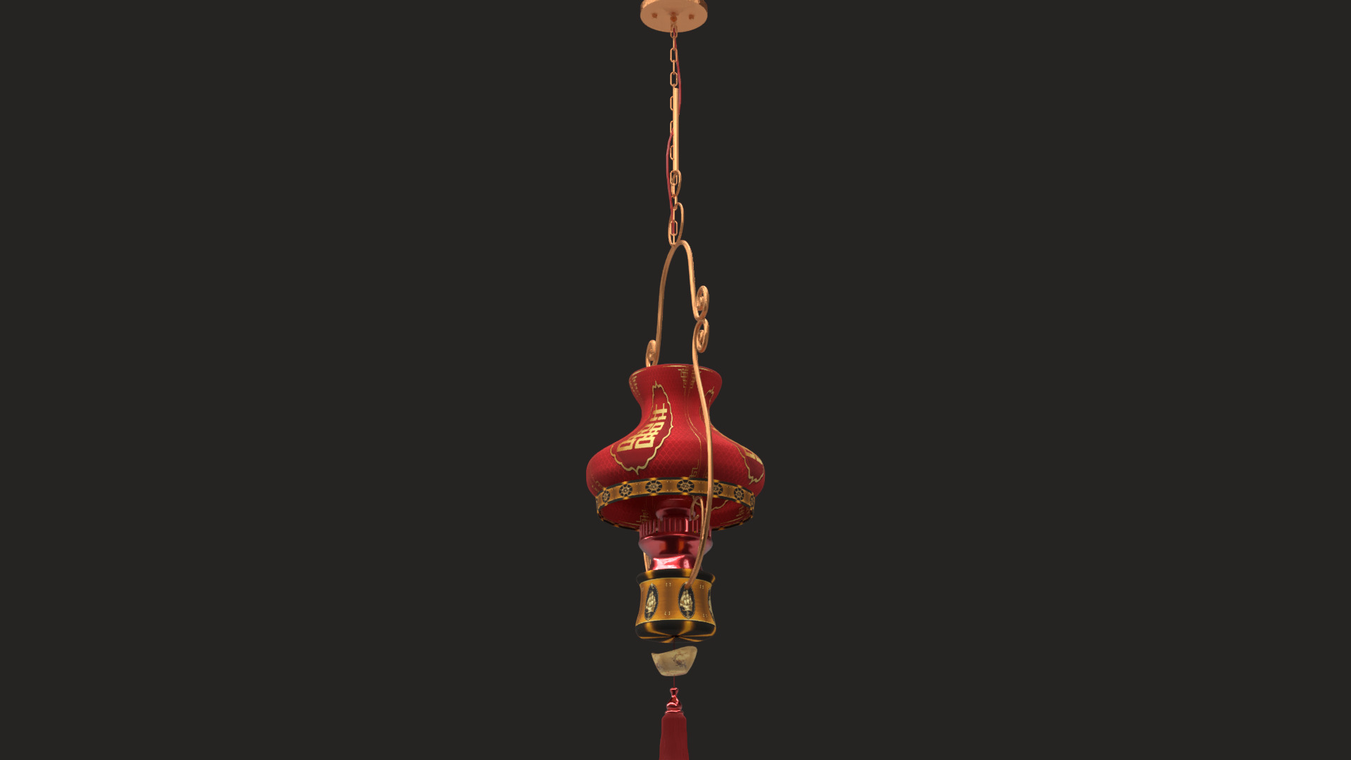 Chinese red lantern Low-poly 3D model_3