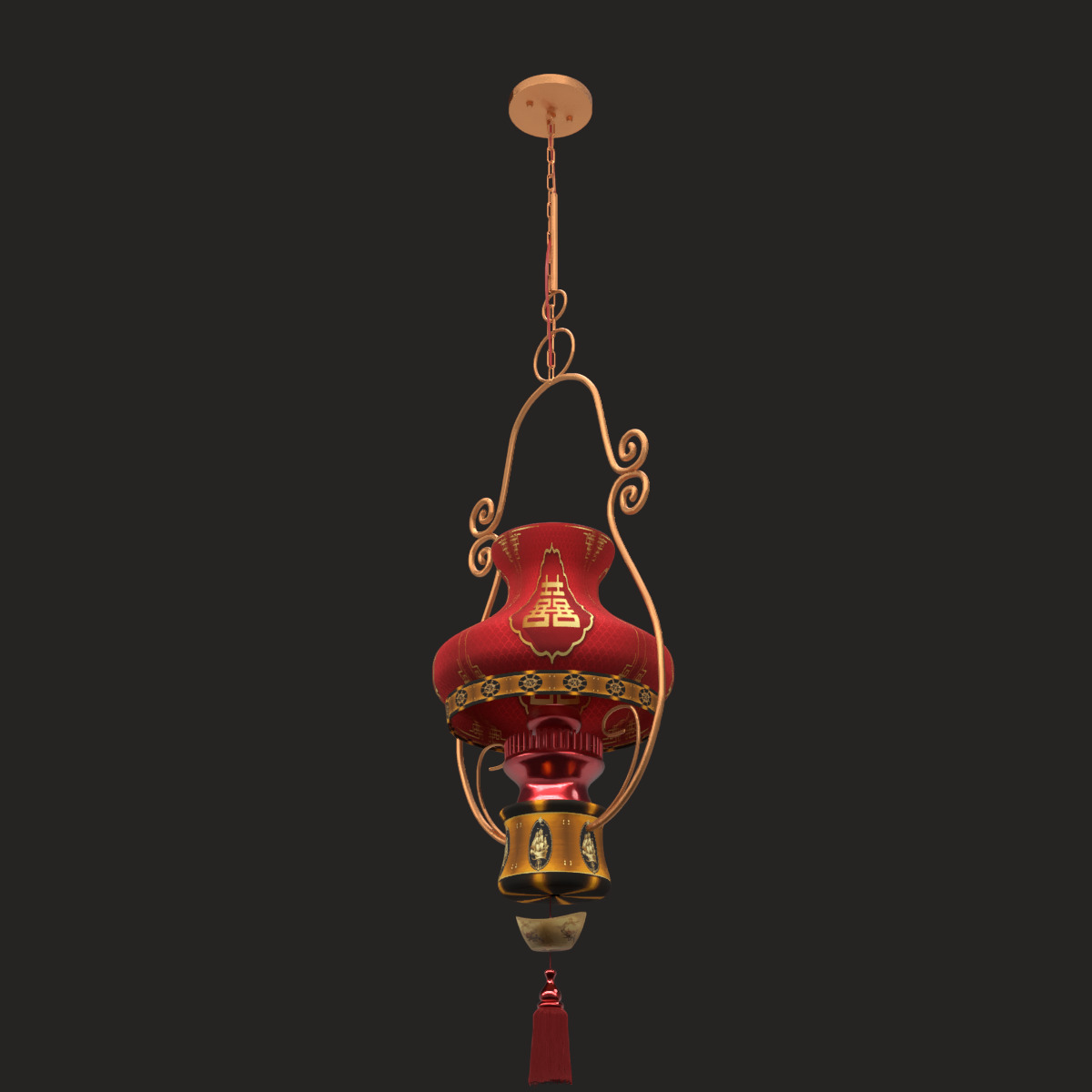 Chinese red lantern Low-poly 3D model_13