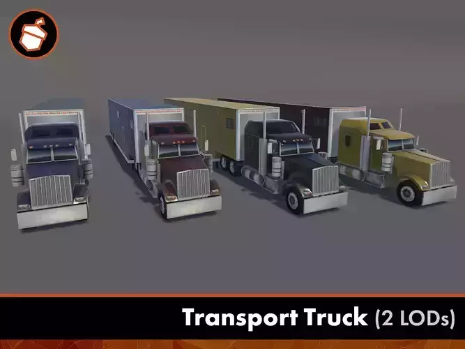 Transport Truck Low-poly 3D model Transport Truck Low-poly 3D model