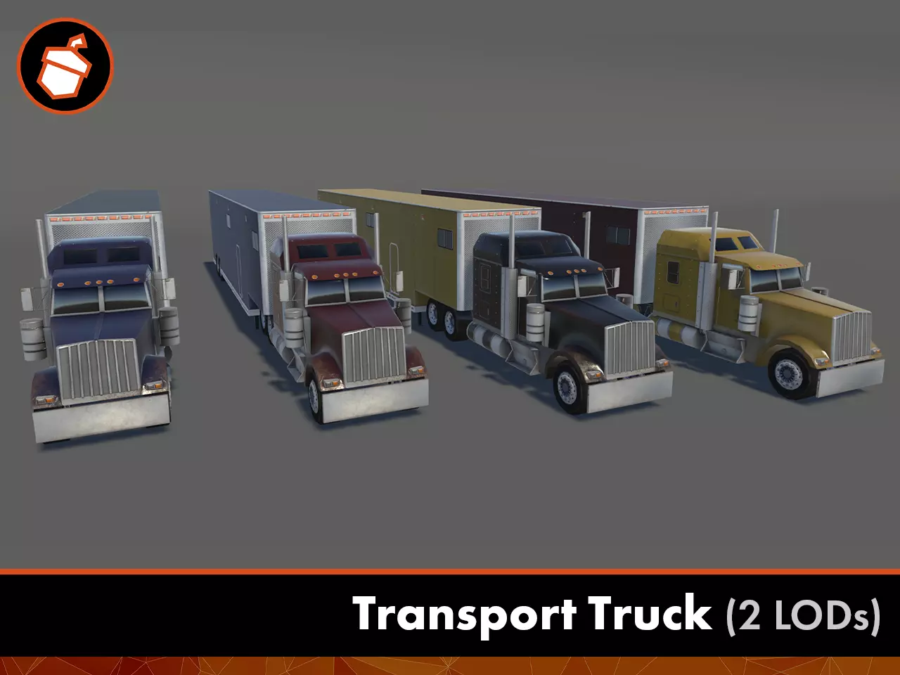 Transport Truck Low-poly 3D model_0