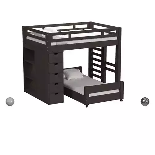 Cali Kids Complete Basic Loft Twin Over Twin Bookcase bed